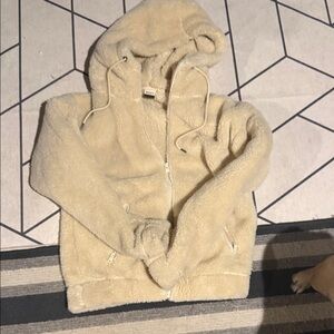 Cozy Hooded Teddy Jacket in Cream